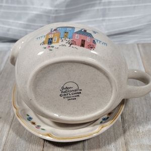 Vintage International  China Stoneware Gravey Boat and Underplate Model # 7774